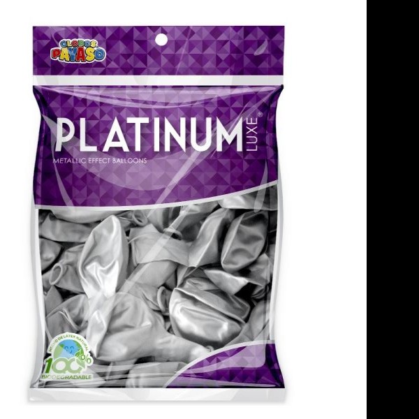 GLOBOS PAYASO PLATINUM 12 BOLSA C25 PLATA